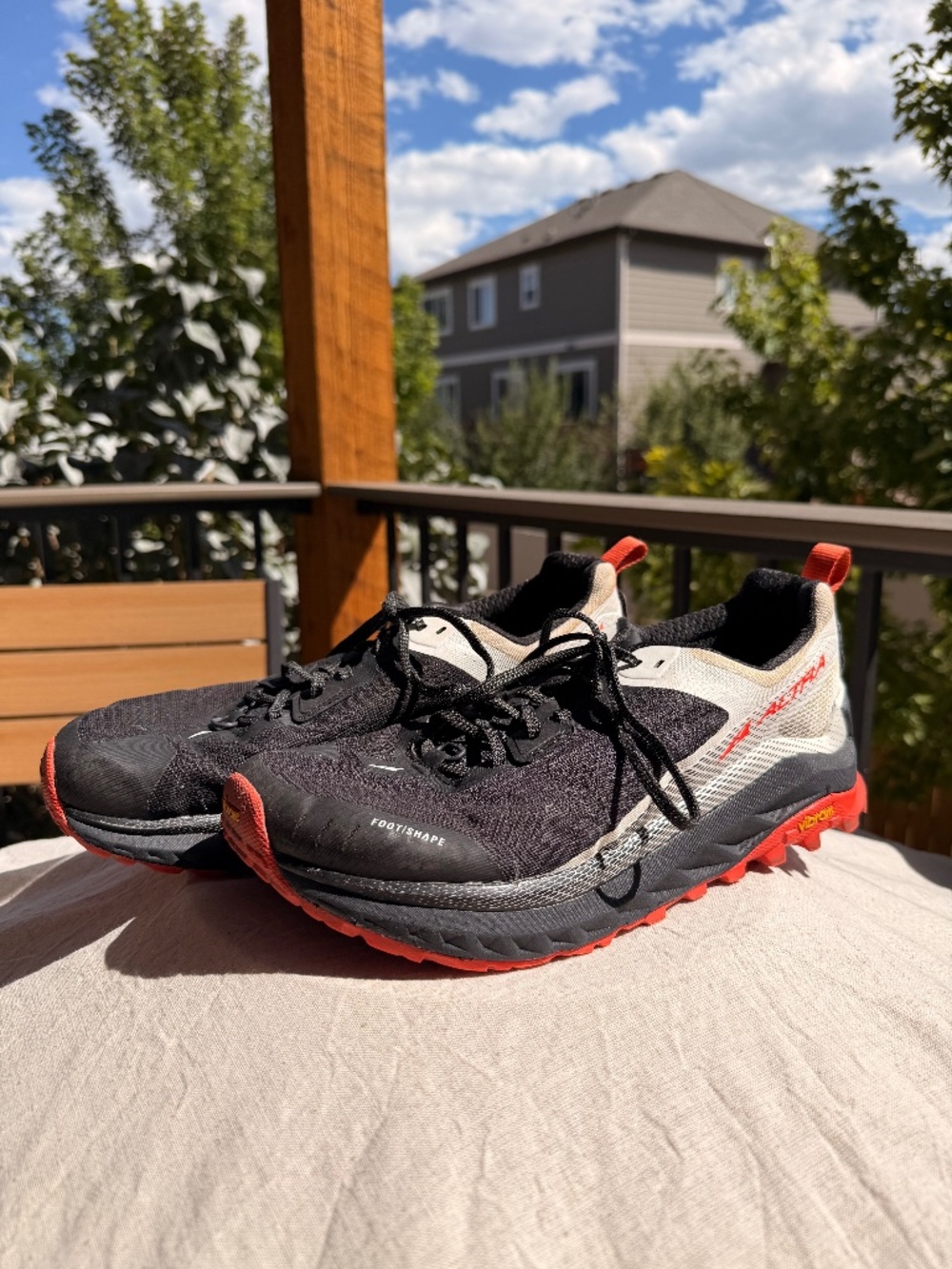 Men's Altra Olympus 4 Trail Running Shoe (Black, Red, and White)